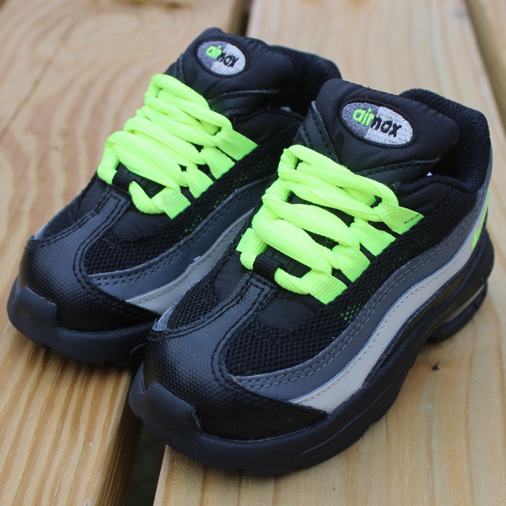 NIKE Air Max 95 Black Grey Volt Toddler Sneaker Sz 6C